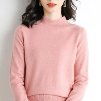 Warm Mock Neck Pink Sweater