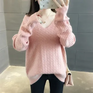 Spring Blossom Pink V-Neck Sweater