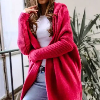 Hooded Pink Blend Sweater Coat