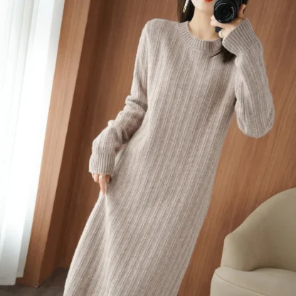 Over-Knee Crewneck Watermelon Pink Dress - Image 2