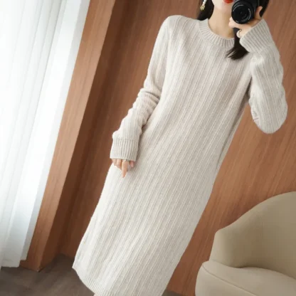 Over-Knee Crewneck Watermelon Pink Dress - Image 6