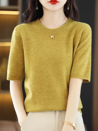 Short Sleeve Peach Pink Sweater - Image 2