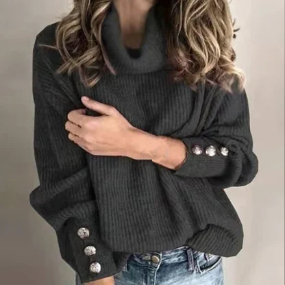 Warm Turtleneck Rose Pink Pullover - Image 3