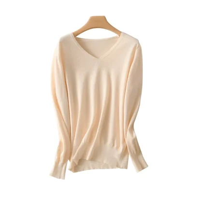 Long Sleeve V-Neck Rose Pink Sweater - Image 5