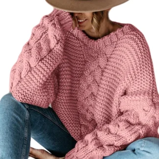 Pink Cable Knit Sweaters