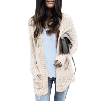 Solid Color Long Sleeve Pink Cardigan - Image 4