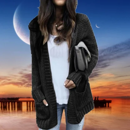 Solid Color Long Sleeve Pink Cardigan - Image 2