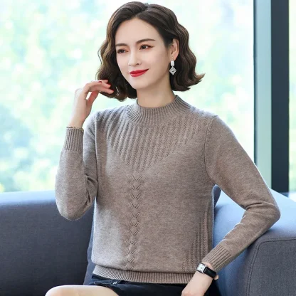Twisted Flower Half-Turtleneck Rose Pink Sweater - Image 2