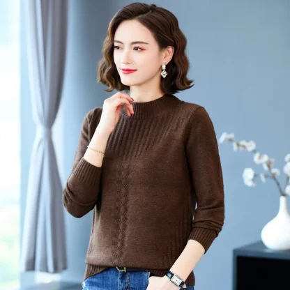Twisted Flower Half-Turtleneck Rose Pink Sweater - Image 4