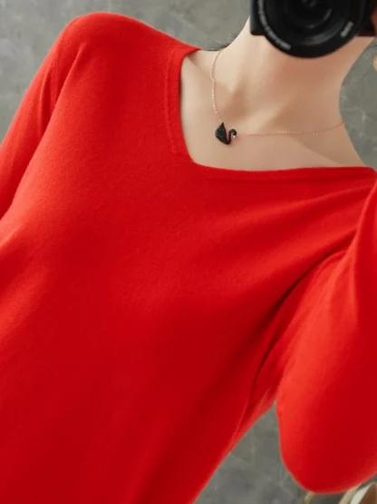 Bottoming V-Neck Pink Sweater - Image 6